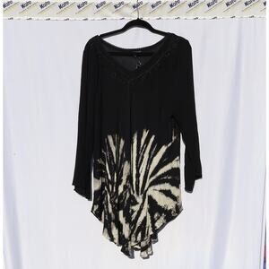 Greater Good Black And Tan Long Tunic Top 1X/2X NWT
